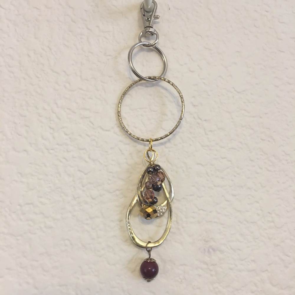 Vintage repurpose salvaged estate gem keychain